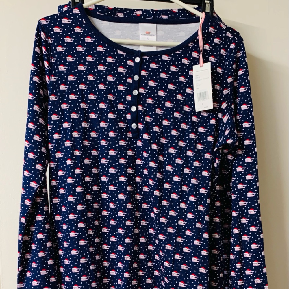 Woman’s Santa Whale Large Pima Cotton Pajama Set.